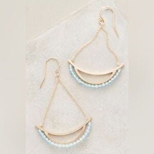 New Anthropologie Lulu Catboat Chandelier Gold Earrings
